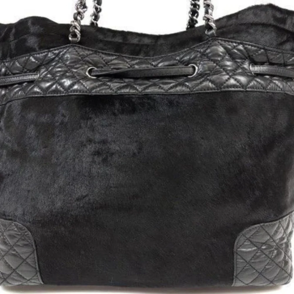 Chanel Quilted Lambskin Pony Hair Chain Tote
